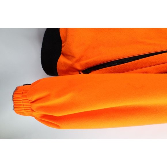 Vintage Cabelas Large Spell Out Soft Cloth Hunting Bomber Jacket Blaze Orange - Picture 9 of 14